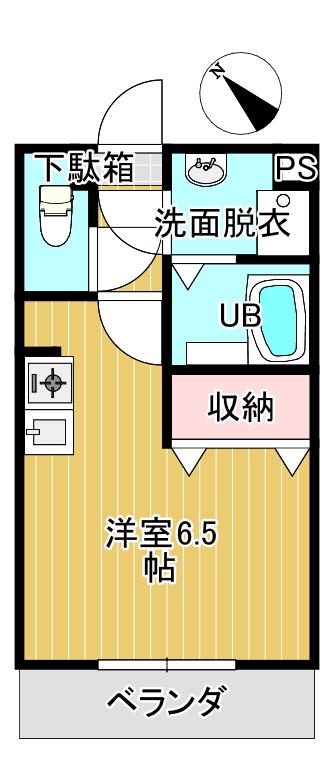 クローバーハイツ(ワンルーム/1階)の間取り写真