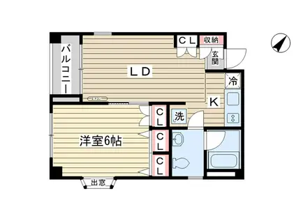 カーサアベリア(1LDK/2階)の間取り写真