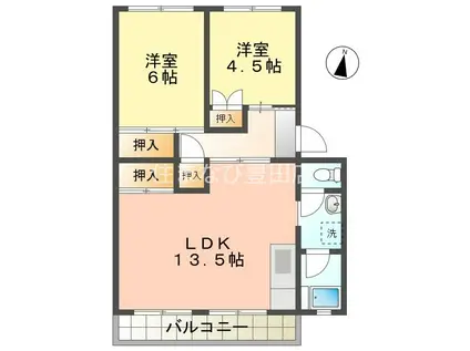 第一平野ハイツ(2LDK/2階)の間取り写真