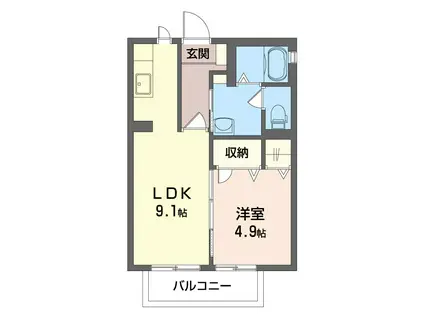 ウィル・ヴィレッジA(1LDK/1階)の間取り写真