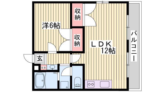 山陽電鉄網干線 西飾磨駅 徒歩17分 3階建 築30年(1LDK/1階)の間取り写真