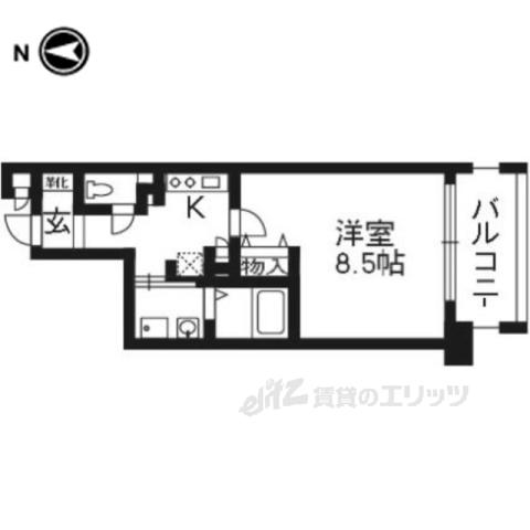 エイペックス京都御所西(1K/2階)の間取り写真