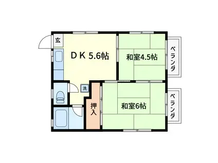 宮内サンハイツ西新井C棟(2DK/2階)の間取り写真