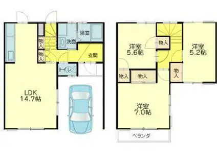ロレーヌハイツ宝殿II(3LDK/1階)の間取り写真