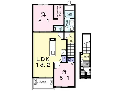 ラ・ブレーメンA(2LDK/2階)の間取り写真