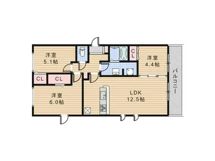 マーレ ルミノーソ II(3LDK/2階)の間取り写真