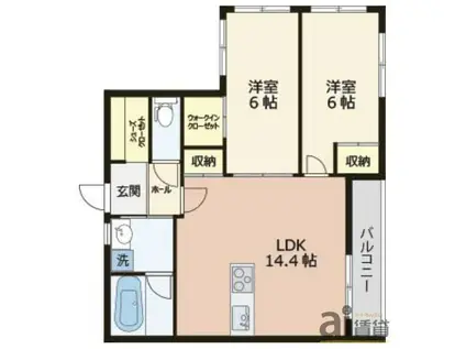 VIEW新小平(2LDK/2階)の間取り写真