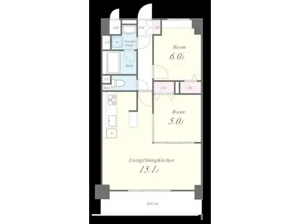 CLASS ONE K.O(2LDK/4階)の間取り写真