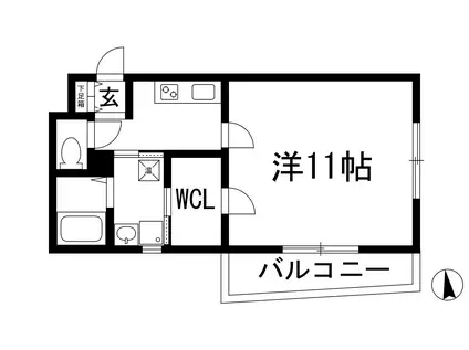ソフィエルⅢ(1K/1階)の間取り写真
