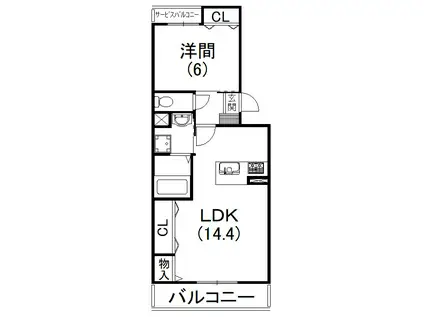 BELL ONE FEEL(1LDK/3階)の間取り写真