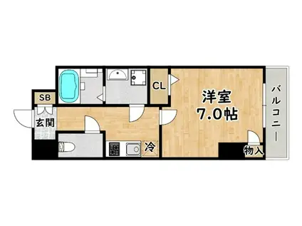 レジュールアッシュPREMIUM TWINーI(1K/10階)の間取り写真