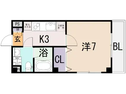 RITZ小若江(1K/2階)の間取り写真