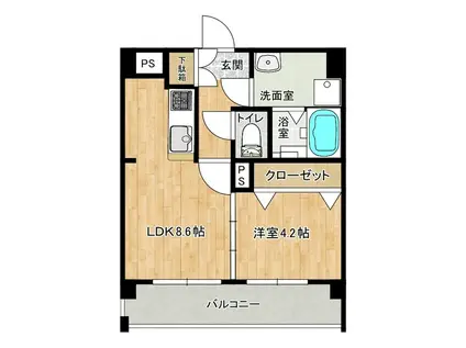 ラ・クラセーヴァ下関藤附(1LDK/3階)の間取り写真