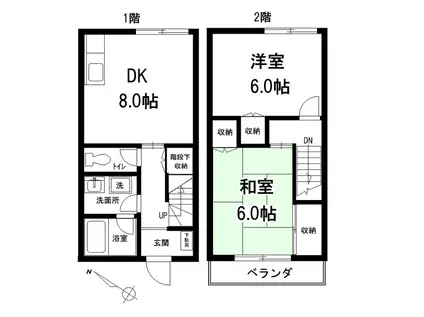 メゾンサンク(2DK/1階)の間取り写真