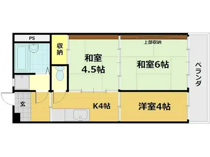 コーポエル(3DK/4階)の間取り写真