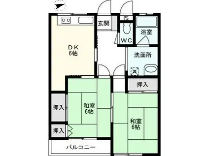 ナインハイツ(2DK/3階)の間取り写真