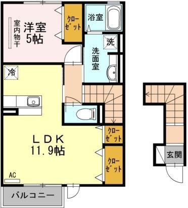 HARARAN CASTLE(1LDK/2階)の間取り写真
