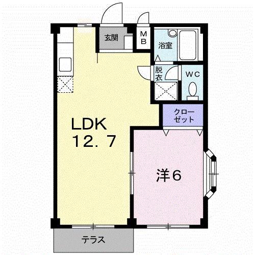 エルディム武下(1LDK/1階)の間取り写真
