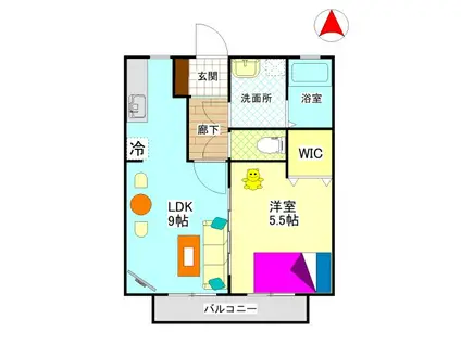 ビバリースクエアB(1LDK/2階)の間取り写真