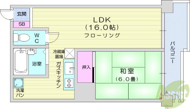 仙台リバーサイドプラザ(1LDK/7階)の間取り写真