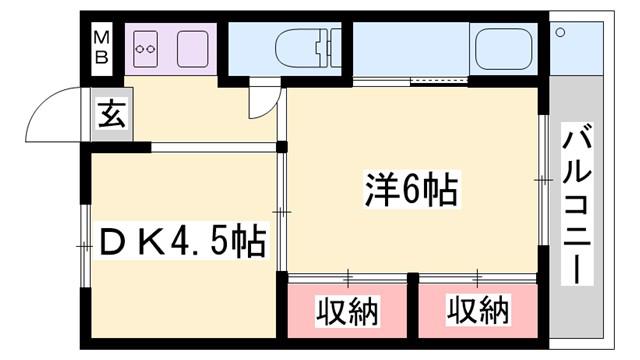 ビレッジハウス今在家(1DK/2階)の間取り写真