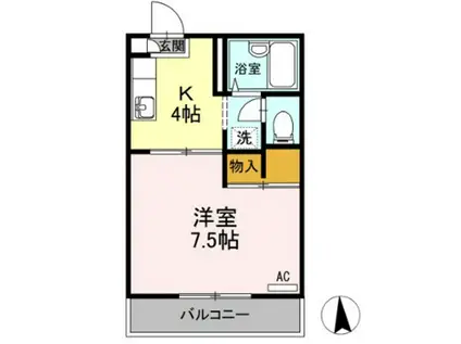 レジデアイ B棟(1K/2階)の間取り写真