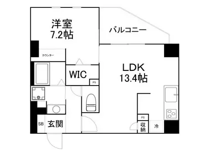 ELYSION天王寺(1LDK/2階)の間取り写真
