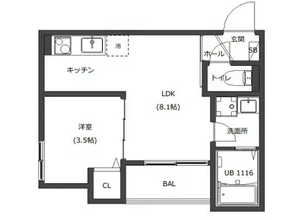 D PORTA VIOLA(1LDK/1階)の間取り写真