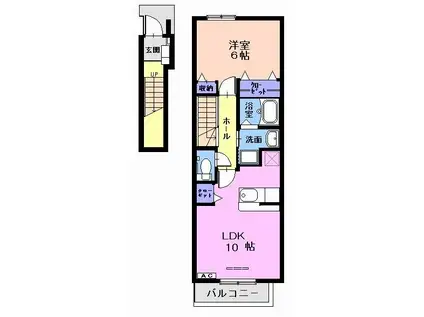 マロン・ツリーB(1LDK/2階)の間取り写真