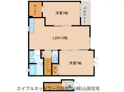 ヴァンベール(2LDK/2階)の間取り写真