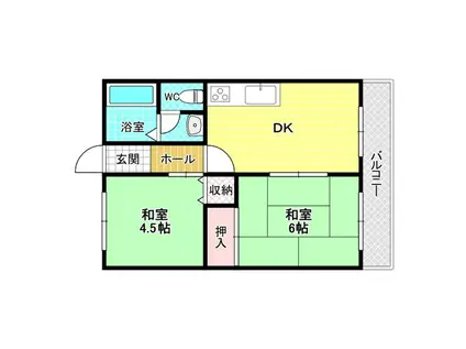 津田コーポ(2DK/2階)の間取り写真