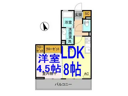 ピーノ・ヴィオラ 住居(1LDK/2階)の間取り写真