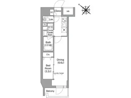 コンフォリア・リヴ茅場町(1LDK/9階)の間取り写真