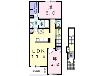 コオリナ ハイツI(2LDK/2階)の間取り写真