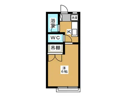 ヴァンベール谷村(1K/1階)の間取り写真