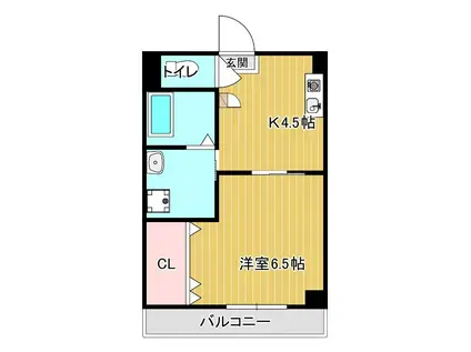 パールホームズ稗田(1K/4階)の間取り写真