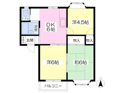 フォレスタS棟(3DK/2階)の間取り写真