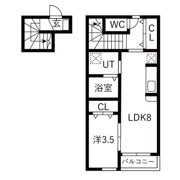 グランクラス3(1LDK/2階)の間取り写真