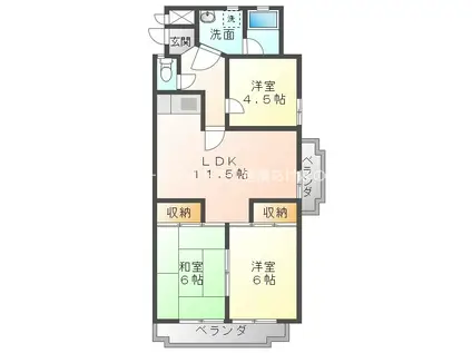 第2橋本マンション(3LDK/1階)の間取り写真