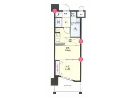 NO.66 GURANTEE21 HAKATA(1DK/7階)の間取り写真