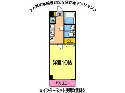 エヴァーグリーン水前寺壱番館(1K/7階)の間取り写真