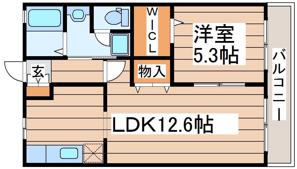 ヴィーブル(1LDK/2階)の間取り写真