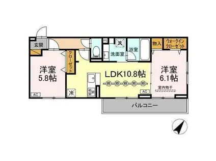 リベラル(2LDK/2階)の間取り写真