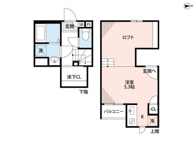 CB坪井クレアール(1K/2階)の間取り写真
