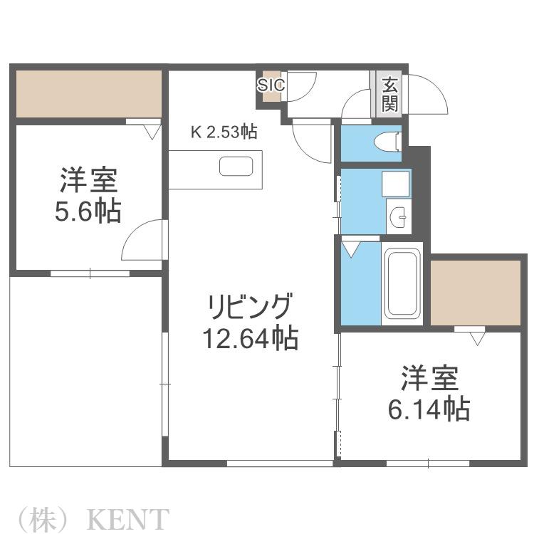 VILLAGE KOTONIヴィレッジ琴似(2LDK/1階)の間取り写真