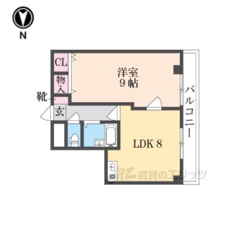 奈良アサカハイツ西(1LDK/2階)の間取り写真