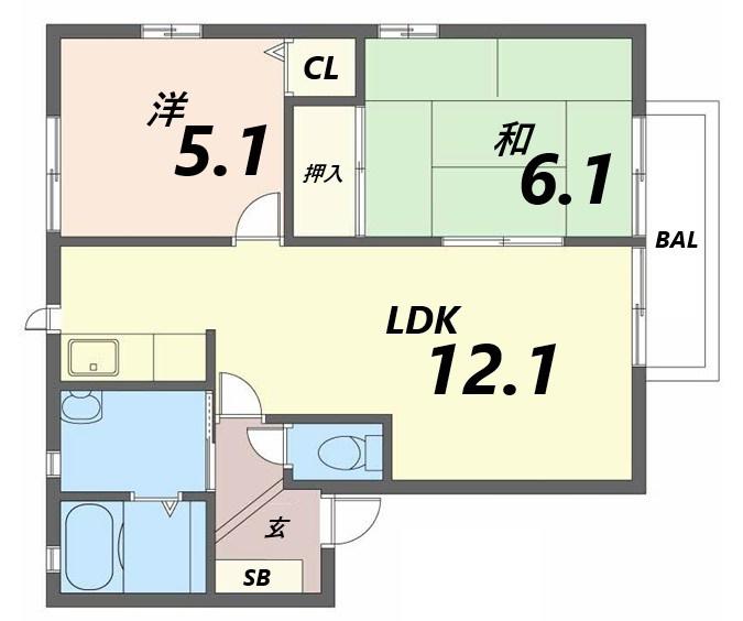 構壱番館(2LDK/2階)の間取り写真