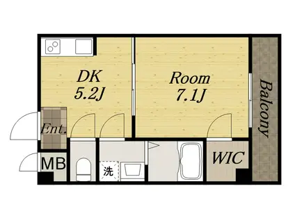 ELEGANTE宝塚(1DK/3階)の間取り写真