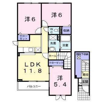TERRACE HOUSE S(3LDK/2階)の間取り写真