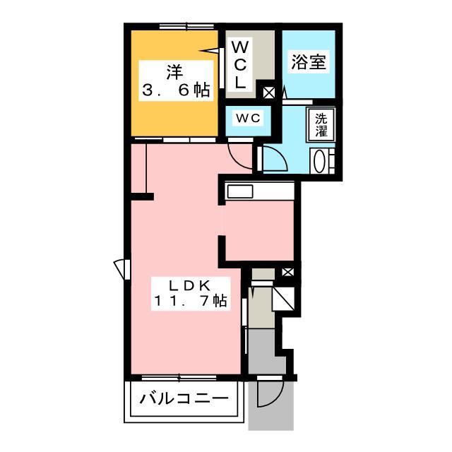 ビオーラKI(1LDK/1階)の間取り写真